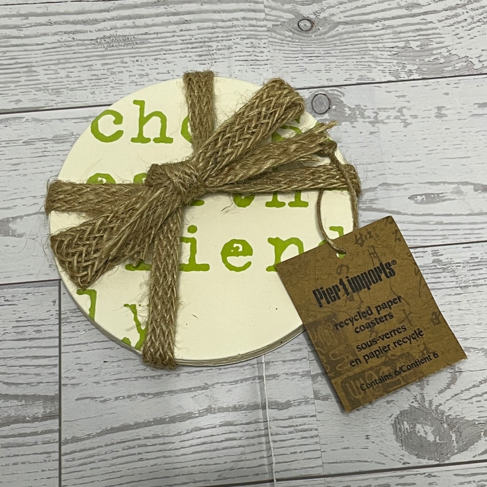 Pier 1 Imports Recycled Paper Coasters Set of 6 Green Eco Minded 2273417